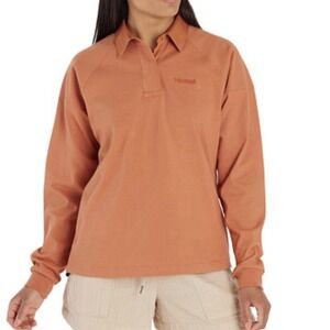 MARMOT Women's Mountain Works Long Sleeve Rugby‎ Shirt Medium Rust Orange